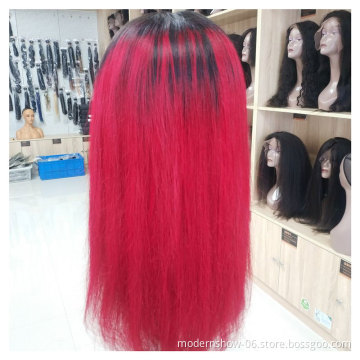 Straight Lace Frontal Wig 1B Purple 350 Red Green Brazilian Human Hair Lace Closure Front Wigs